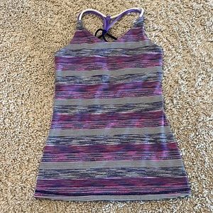 Ivivva striped racer back tank with built in sports bra size 10